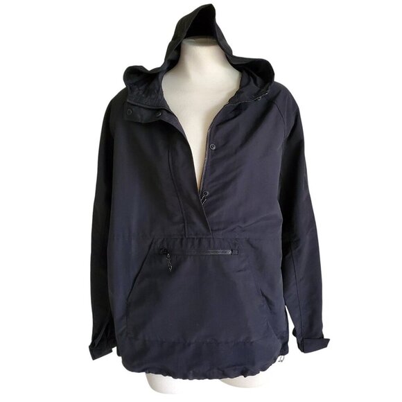 Lands End Boys Girls Half Zip Rain Jacket PouchZip Pocket Outerwear Black Sz 6-8 - Picture 1 of 16